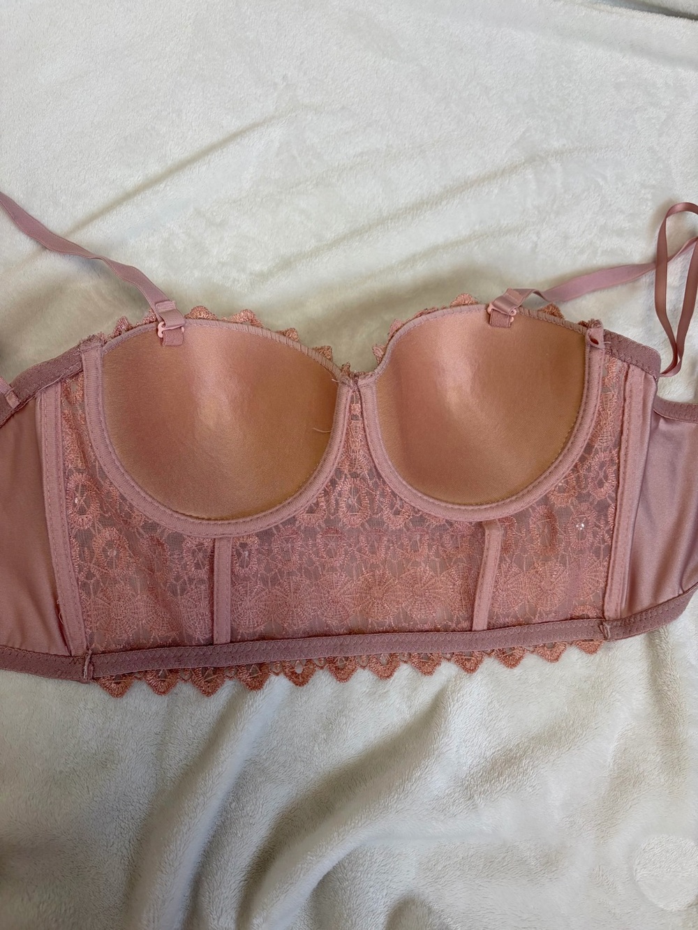 Windsor Jeweled Bustier Corset Bralette in Dusty Rose - Picture 3 of 5